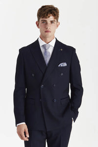 Regent - Blazer doppiopetto a quadri blu navy da uomo