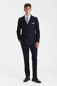 Regent - Blazer doppiopetto a quadri blu navy da uomo