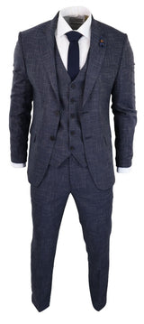 Navy-Blue Graph Check 3 Piece Suit - RK20-02