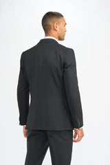 Roberto - Men's Black 3 Piece Shadow Stripes Wool Blend Suit
