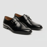 Romero - Scarpe da uomo nere con fibbia singola e finitura lucida