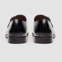 Romero - Scarpe da uomo nere con fibbia singola e finitura lucida