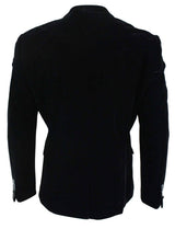 Cavani Rosa - Mens Soft Velvet Black Navy 1 Button Dinner Jacket Tuxedo Blazer Smart Casual Fit-Black