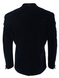 Cavani Rosa - Mens Soft Velvet Black Navy 1 Button Dinner Jacket Tuxedo Blazer Smart Casual Fit-Navy