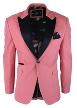 Mens Velvet Blazer Tuxedo Jacket Black Satin Lapel Pastel Pink