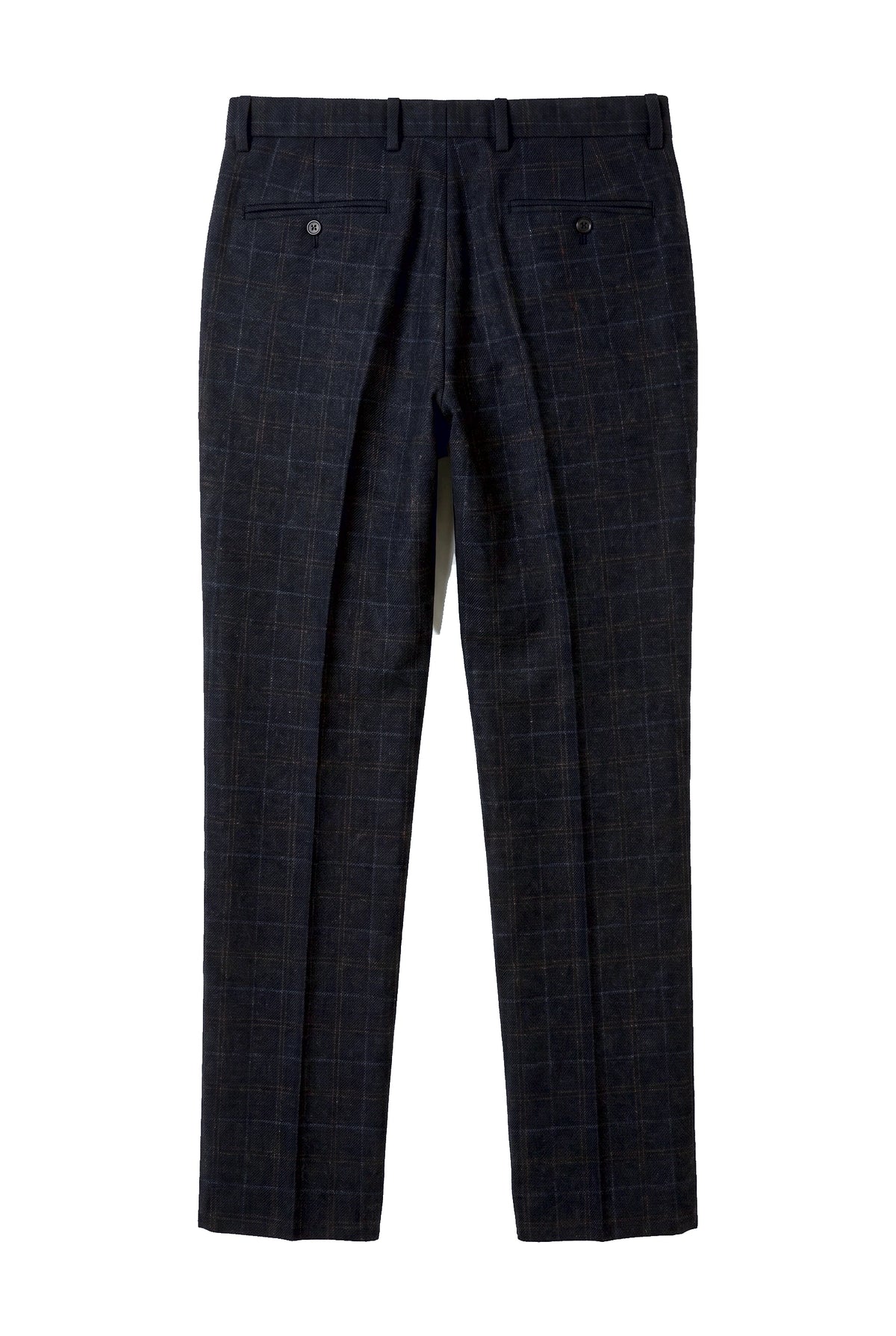 Ryan - Pantaloni da uomo in tweed blu navy a quadri