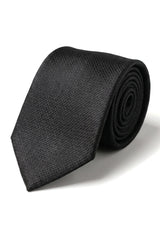 Set regalo con cravatta nera testurizzata in raso di seta, fazzoletto da taschino, gemelli, cravatta in raso opaco