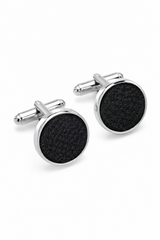 Set regalo con cravatta nera testurizzata in raso di seta, fazzoletto da taschino, gemelli, cravatta in raso opaco