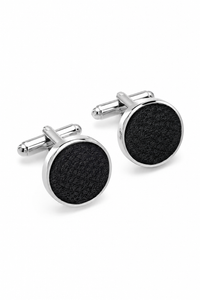 Set regalo con cravatta nera testurizzata in raso di seta, fazzoletto da taschino, gemelli, cravatta in raso opaco
