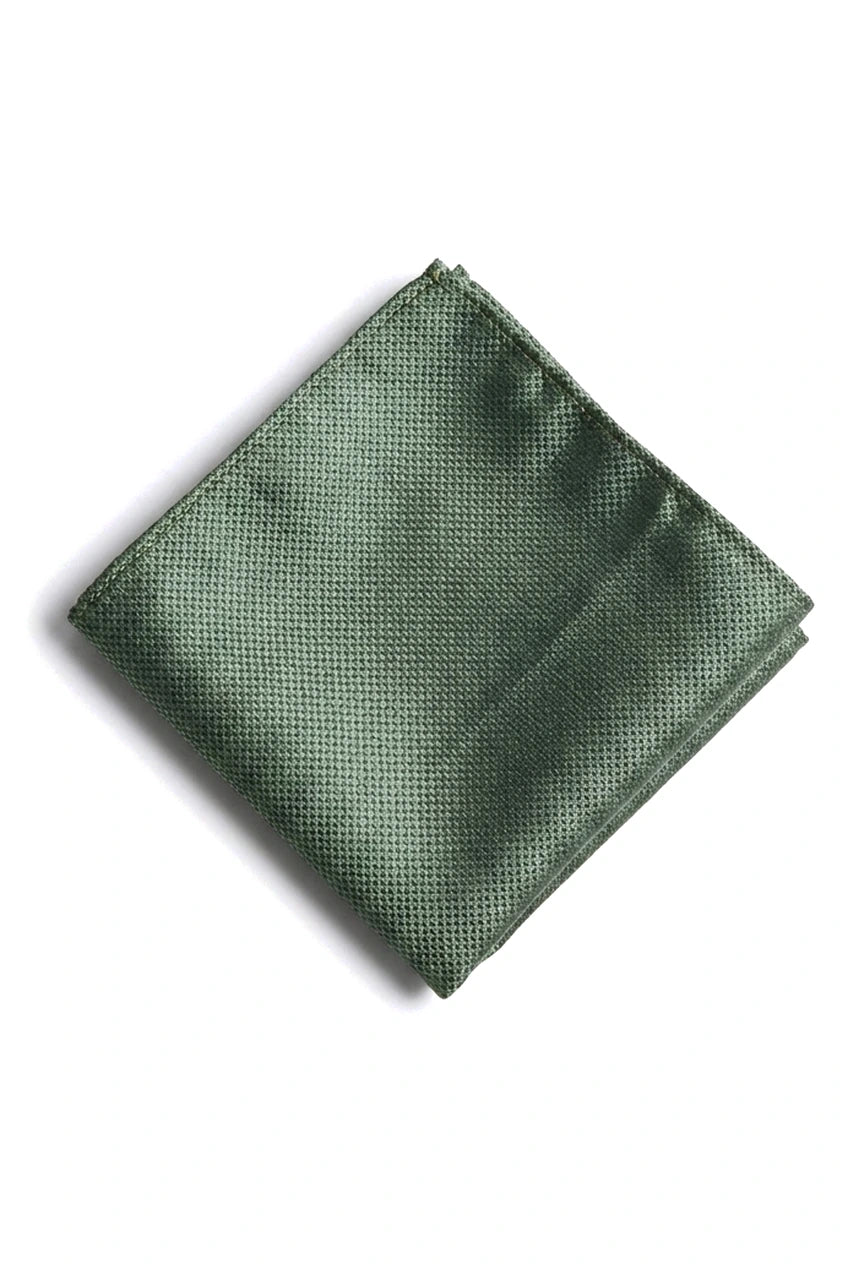 Set regalo cravatta verde testurizzata in raso di seta con fazzoletto da taschino e gemelli, cravatta in raso opaco