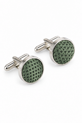 Set regalo cravatta verde testurizzata in raso di seta con fazzoletto da taschino e gemelli, cravatta in raso opaco