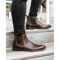 Sergio - Men's Brown Slip On Leather Chelsea Boots