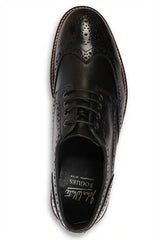 Stokes - Scarpe stringate brogue da uomo in pelle nera con punta a coda di rondine