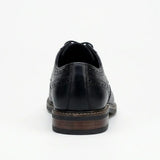 Stokes - Scarpe stringate brogue da uomo in pelle nera con punta a coda di rondine