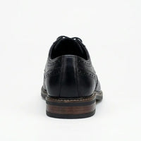 Stokes - Scarpe stringate brogue da uomo in pelle nera con punta a coda di rondine
