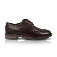 Stokes - Scarpe stringate brogue da uomo in pelle marrone con punta a coda di rondine