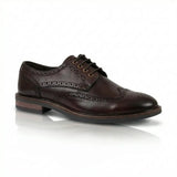 Stokes - Scarpe stringate brogue da uomo in pelle marrone con punta a coda di rondine