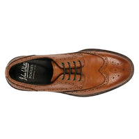 Stokes - Scarpe stringate da uomo modello brogue wingtip in pelle marrone chiaro