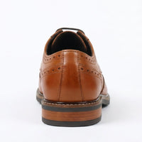 Stokes - Scarpe stringate da uomo modello brogue wingtip in pelle marrone chiaro
