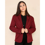 Giacca blazer da donna in tweed a spina di pesce, rosso vino, classica, anni '20
