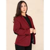 Giacca blazer da donna in tweed a spina di pesce, rosso vino, classica, anni '20