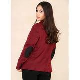 Giacca blazer da donna in tweed a spina di pesce, rosso vino, classica, anni '20