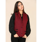 Gilet da donna in tweed a spina di pesce, rosso vino, classico anni '20