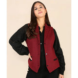 Gilet da donna in tweed a spina di pesce, rosso vino, classico anni '20