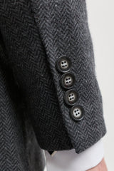 Abito da uomo in tweed a spina di pesce grigio antracite, 3 pezzi - STZ11