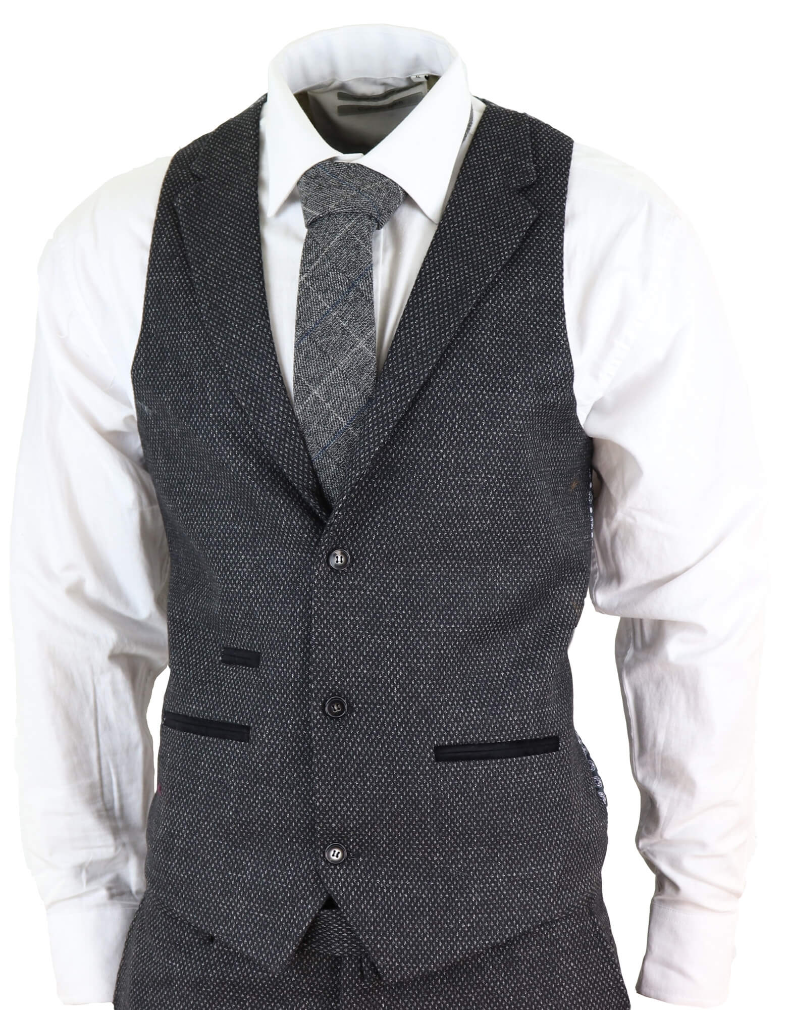 Men's Black Tweed 3 Piece Vintage Suit - STZ14