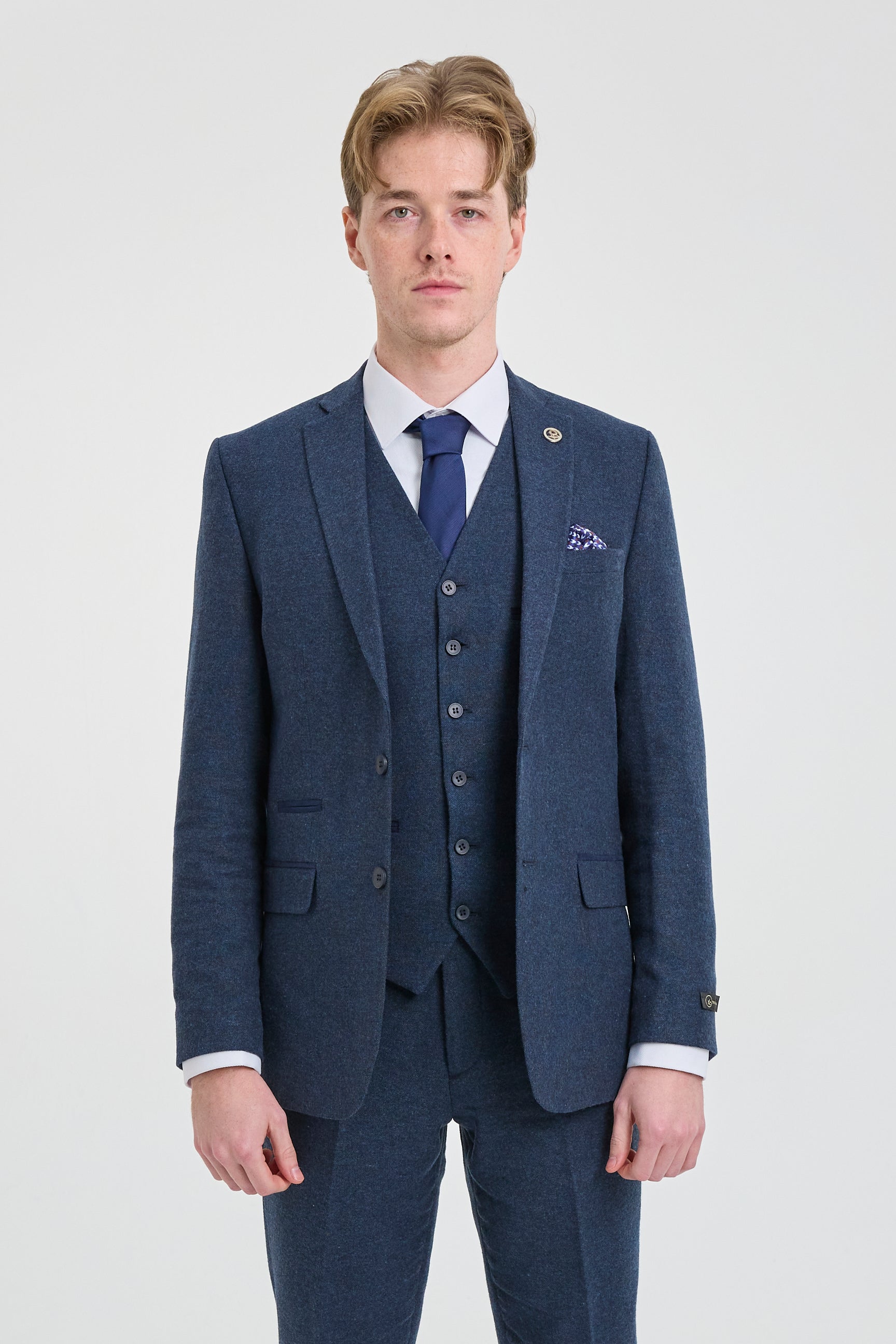 Abito da uomo in lana blu navy stile Peaky Blinders