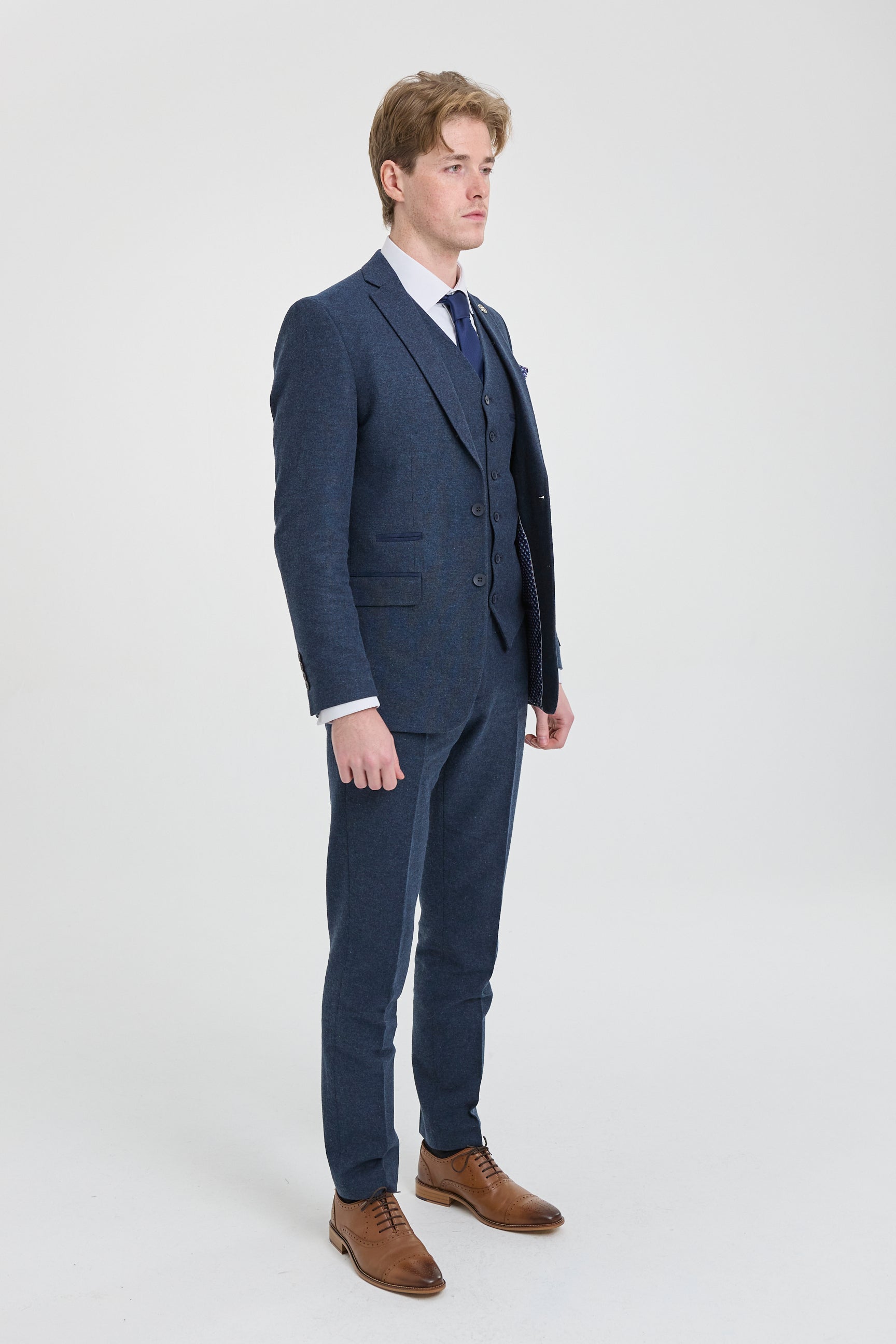 Abito da uomo in lana blu navy stile Peaky Blinders