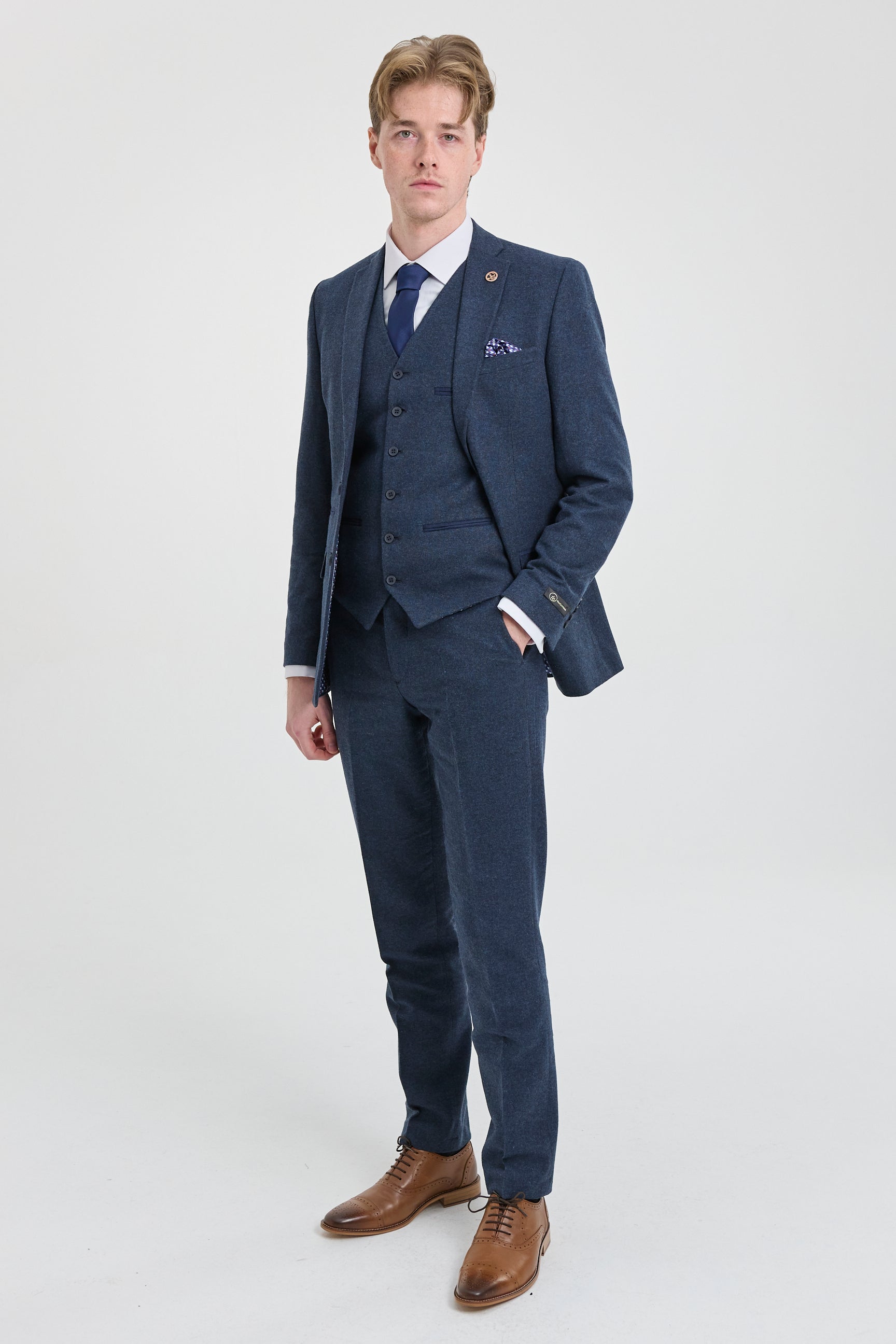 Abito da uomo in lana blu navy stile Peaky Blinders