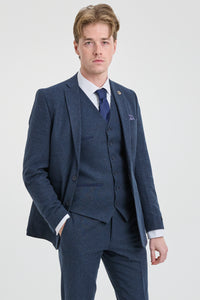 Abito da uomo in lana blu navy stile Peaky Blinders