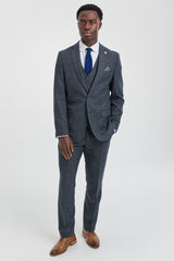 Abito da uomo blu navy 3 pezzi con gilet doppiopetto