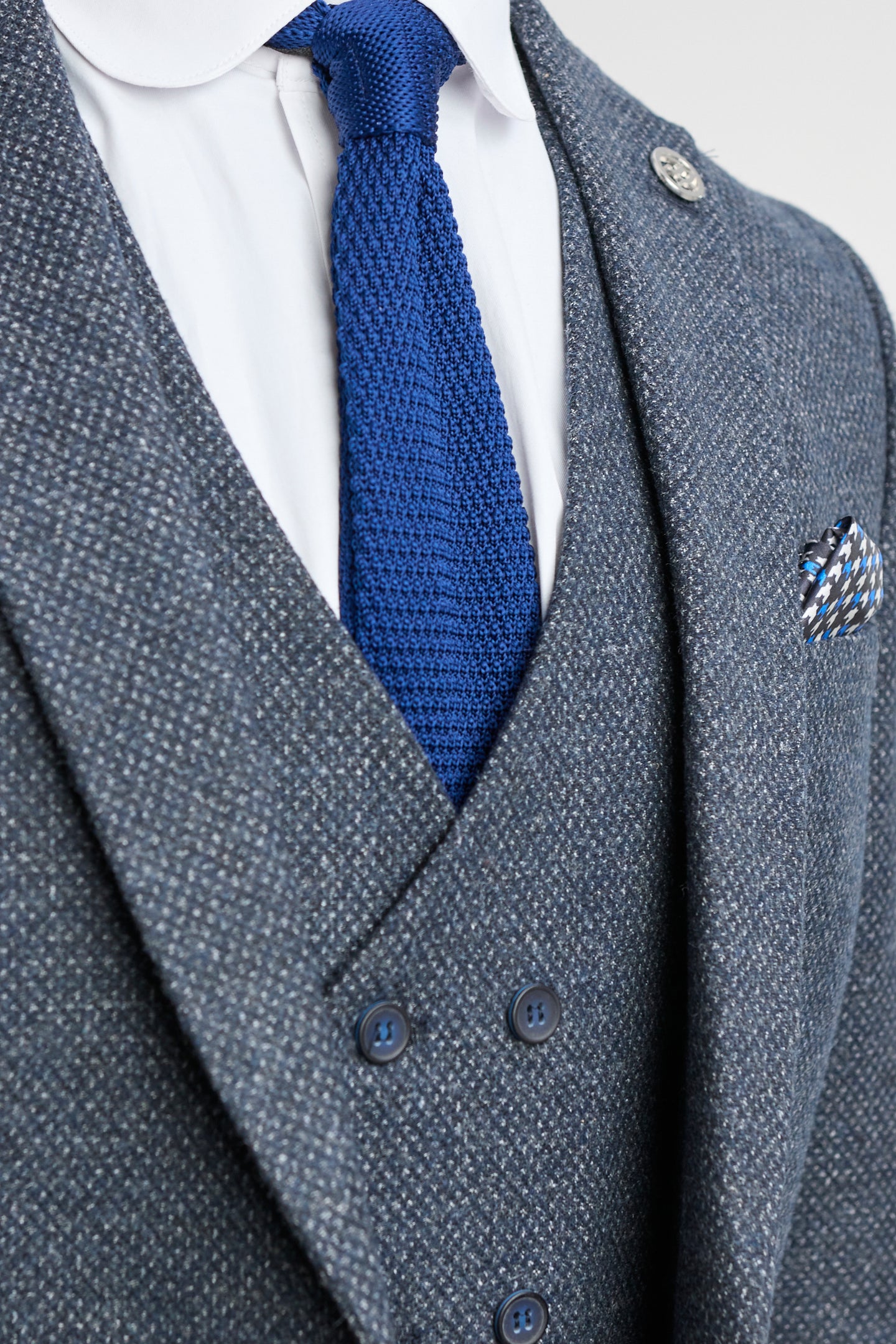 Abito da uomo blu navy 3 pezzi con gilet doppiopetto