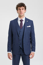 Abito da uomo gessato blu navy 3 pezzi