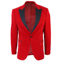 Men's Red Velvet Tux Blazer Satin Lapels Dinner Wedding Prom Black Tie
