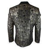 STZ64-65 - Men's Velvet Paisley Floral Blazer Black Tuxedo Jacket