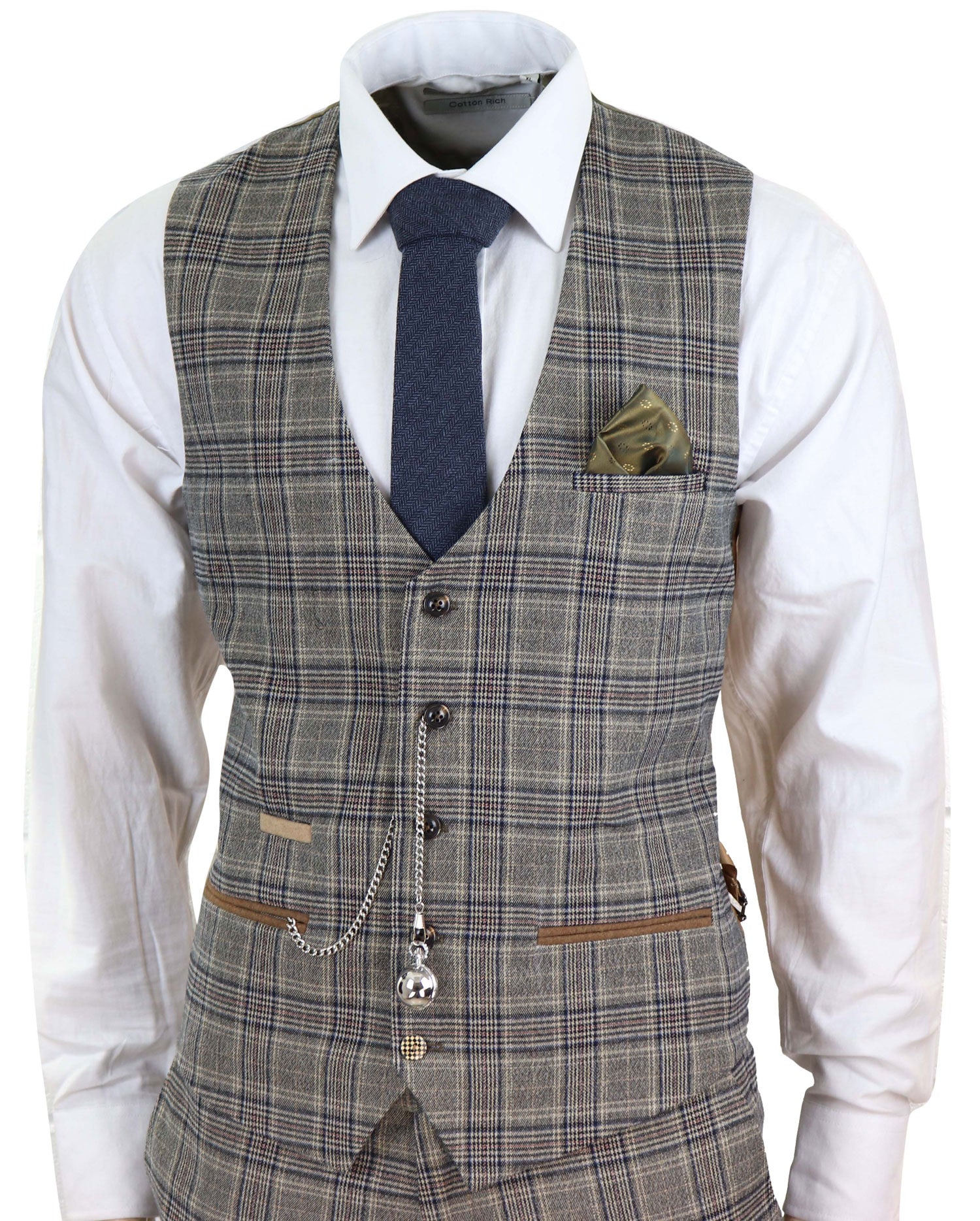 Mens Grey Сheckered 3 Piece Suit