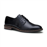 Scarpe stringate Derby da uomo in pelle nera con punta liscia, modello Tanner.