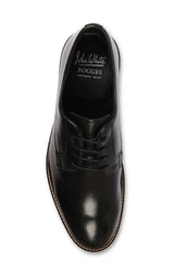 Scarpe stringate Derby da uomo in pelle nera con punta liscia, modello Tanner.