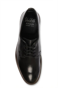 Scarpe stringate Derby da uomo in pelle nera con punta liscia, modello Tanner.