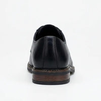 Scarpe stringate Derby da uomo in pelle nera con punta liscia, modello Tanner.