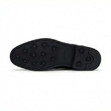 Scarpe stringate Derby da uomo in pelle nera con punta liscia, modello Tanner.