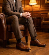 Taylor - Scarpe Derby classiche da uomo in pelle marrone con lacci