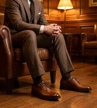 Taylor - Scarpe Derby classiche da uomo in pelle marrone con lacci