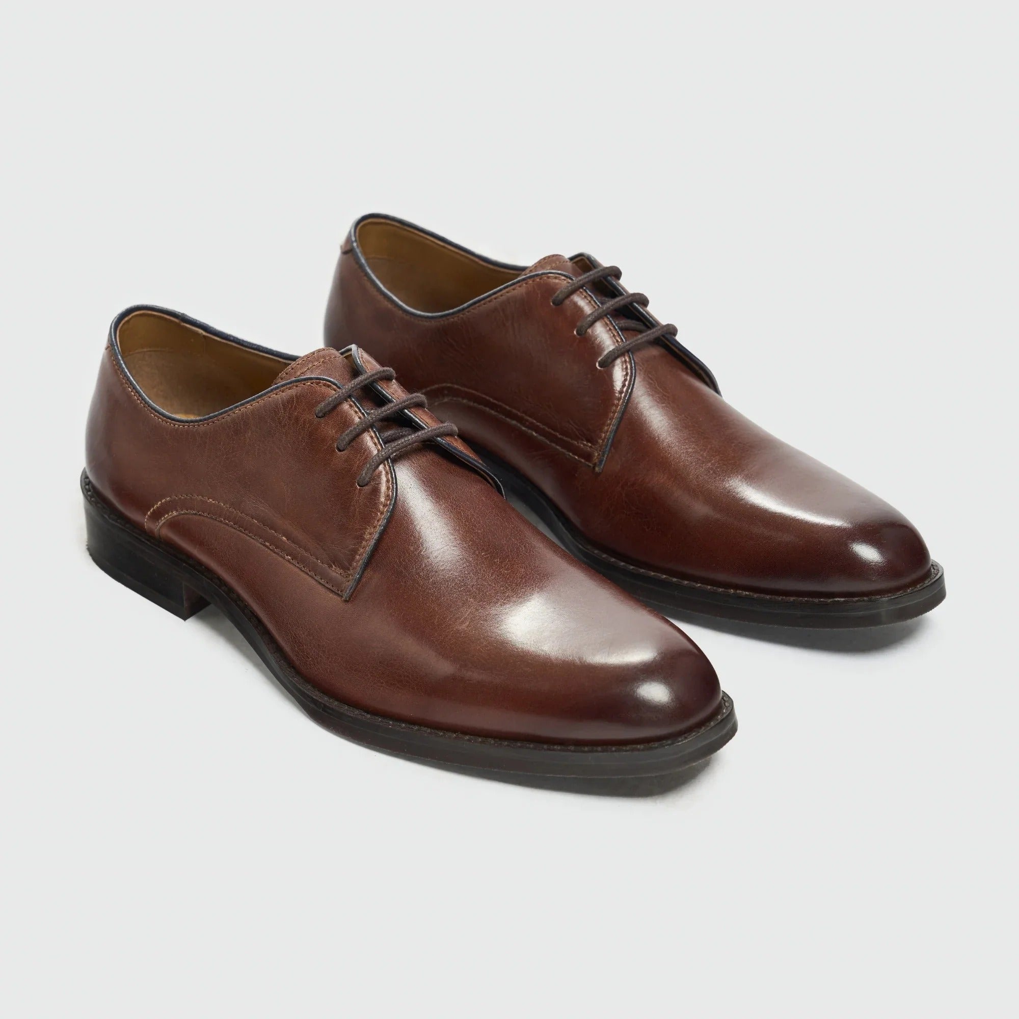 Taylor - Scarpe Derby classiche da uomo in pelle marrone con lacci