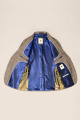 Abito da uomo a 3 pezzi in tweed a spina di pesce marrone chiaro a quadri, vestibilità su misura, classico doppio