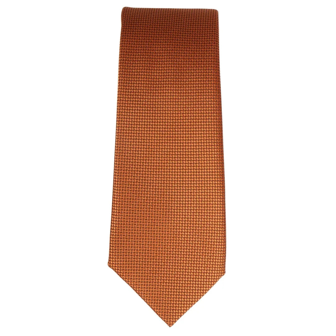 Men's Tie Pocket Sqaure Set Formal Solid Necktie - Rust